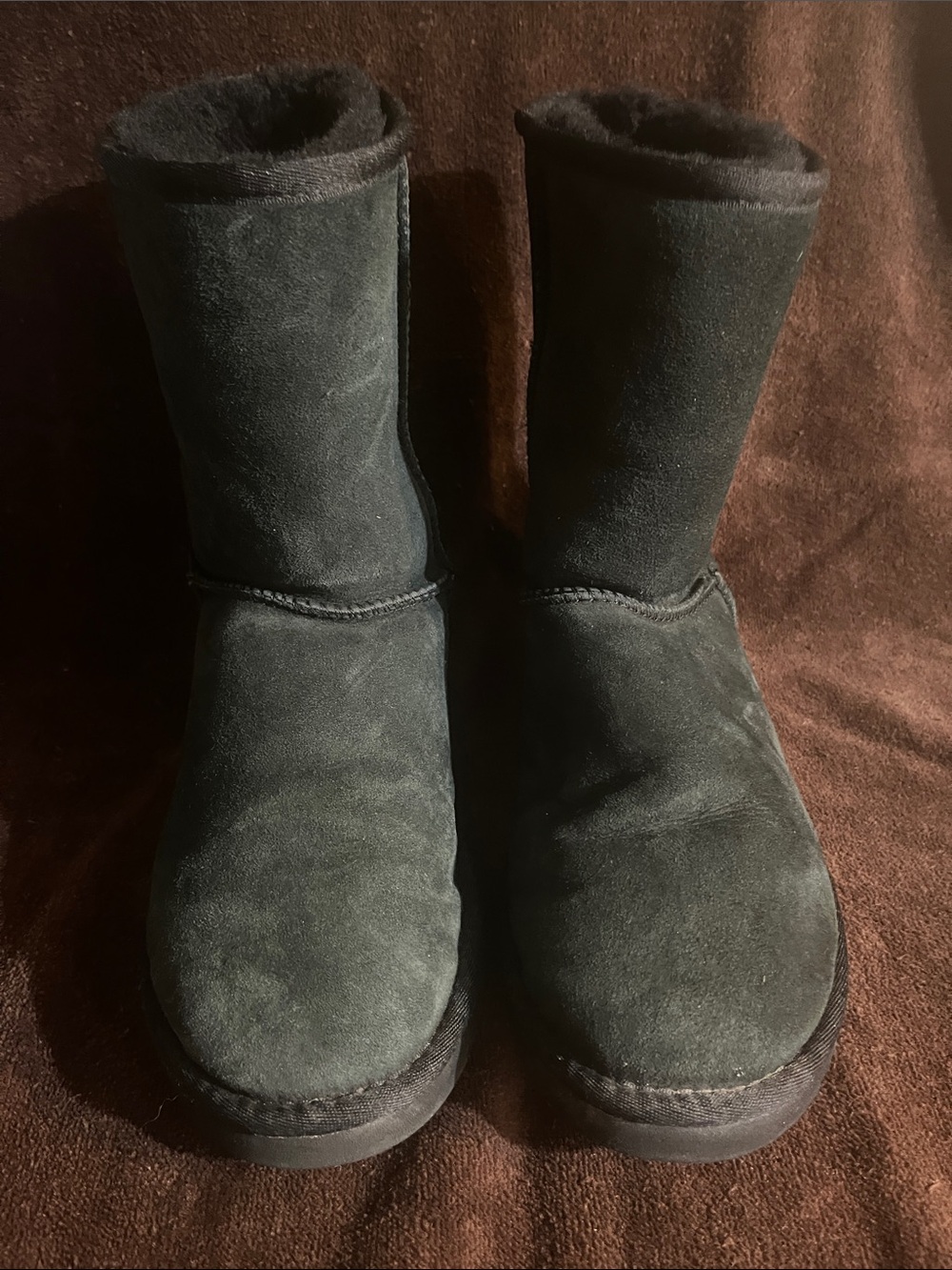 UGG Black Suede Mid-Calf Shearling Boots